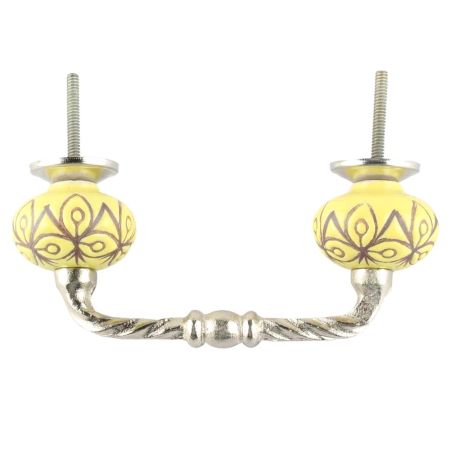 Etched Ceramic Cut Bridge Handle in Yellow